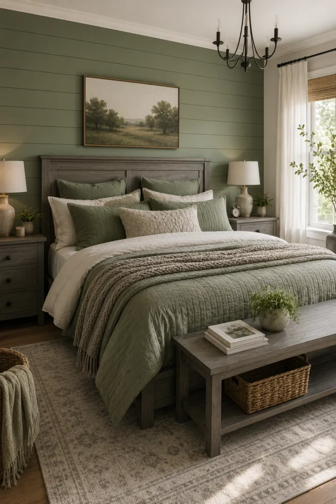 Sage Green Shiplap Wall