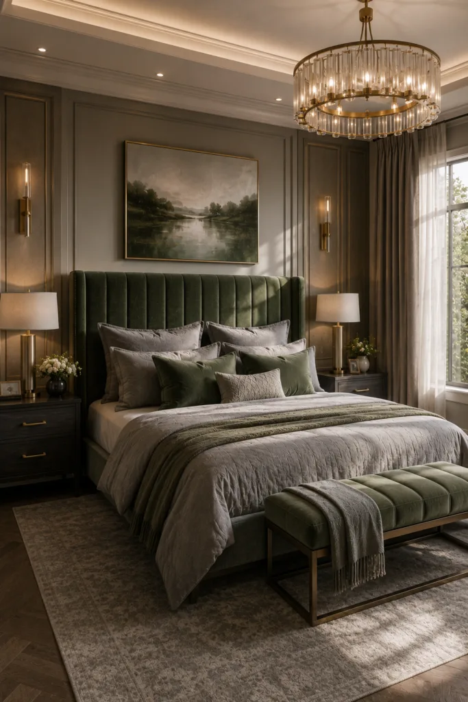 Sage Green Velvet Headboard