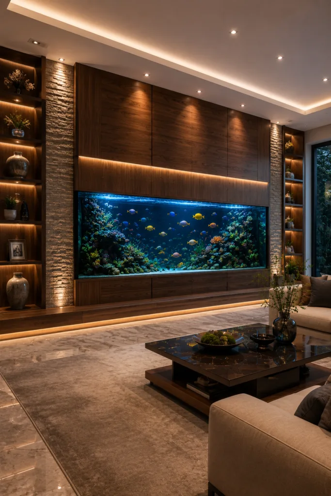 Use A Built-In Fish Tank Feature Wall