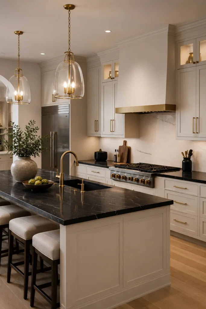 Use Black Countertops With Gold Hardware