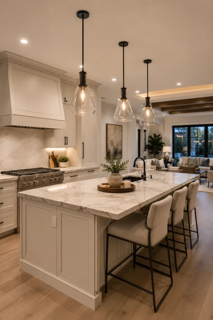 Use Pendant Lights To Define The Kitchen Area