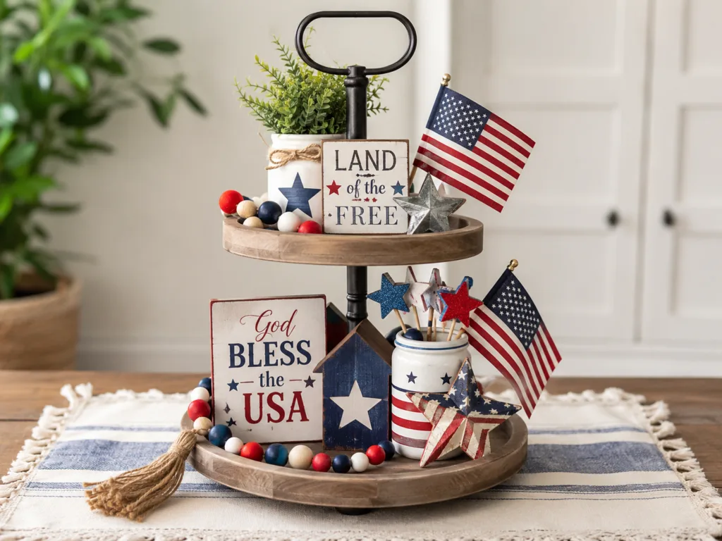 Red, White and Blue Mini Flag Tray