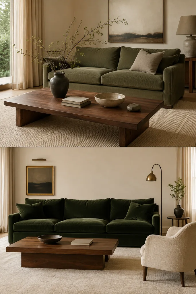 2 Timeless Ways to Style a Green Sofa