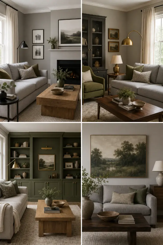 4 Elegant Gray and Green Living Room Decorating Ideas