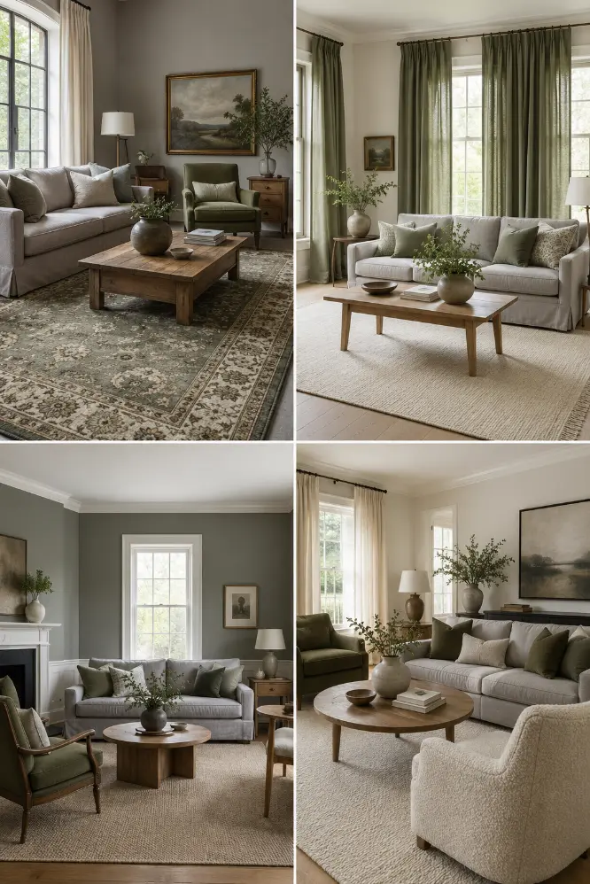 4 Soft Gray and Green Living Room Ideas