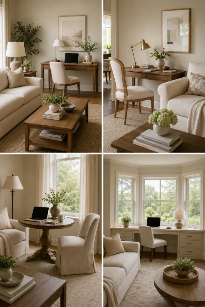 4 Stylish Living Room Office Ideas That Blend In