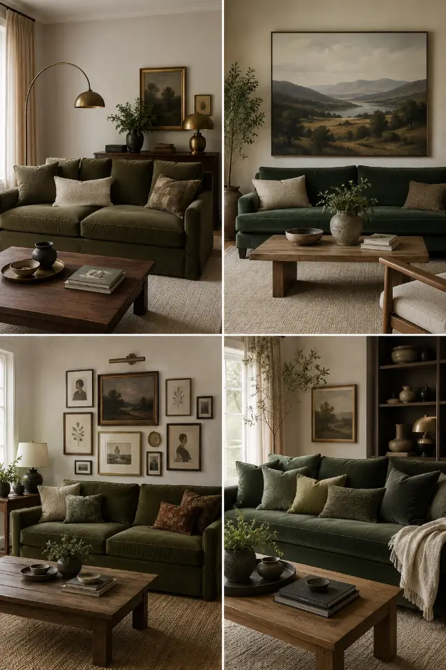 4 Stylish Ways to Decorate Around a Green Sofa