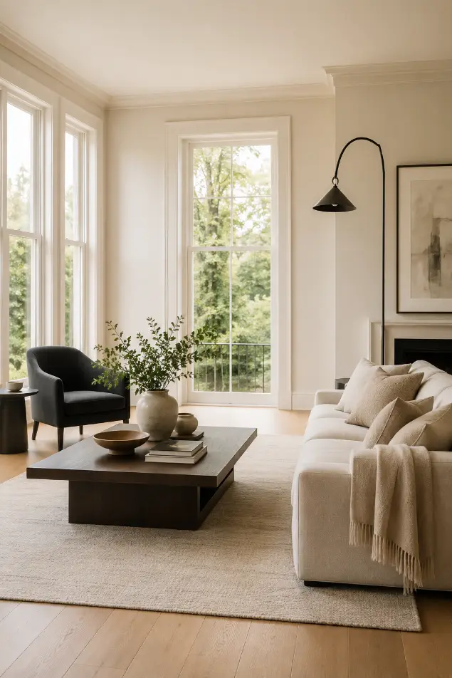 Add Dark Accents to a Neutral Living Room