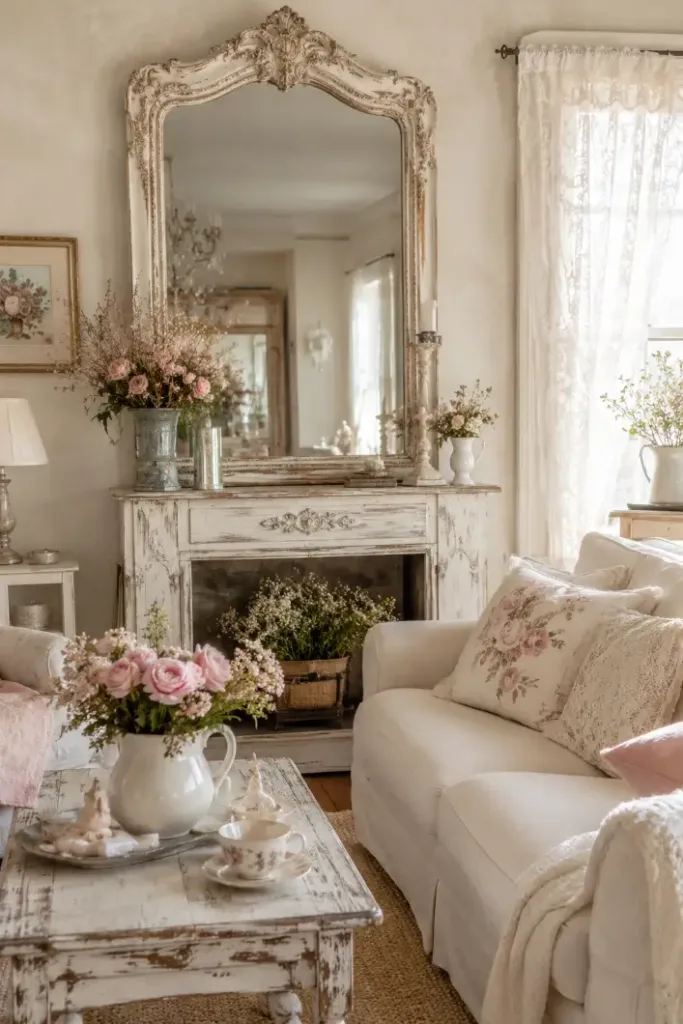 Antique Mirror Shabby Chic Living Room Idea