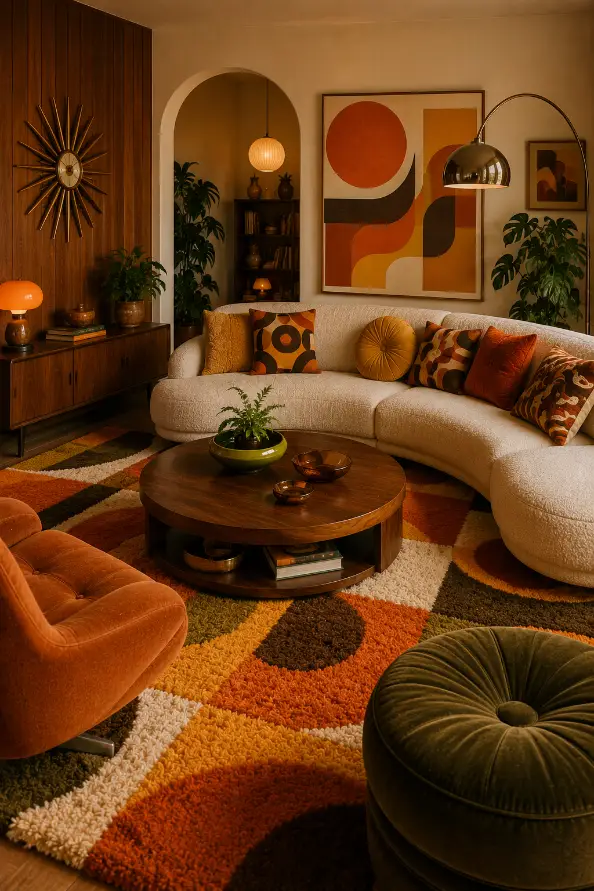 Bold Geometric Retro Living Room Idea