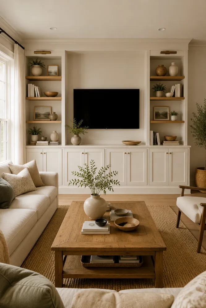 Built-in living room with TV