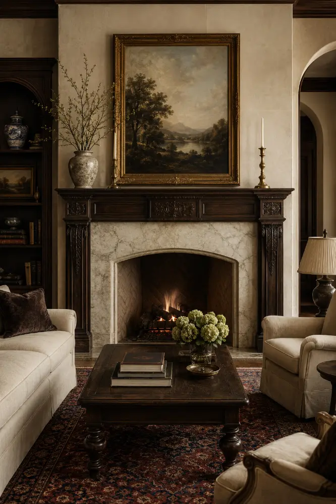 Collected Vintage Frame Ideas for an Old Money Living Room