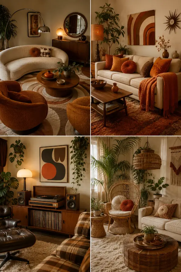 Cozy 60s and 70s Retro Living Room Ideas