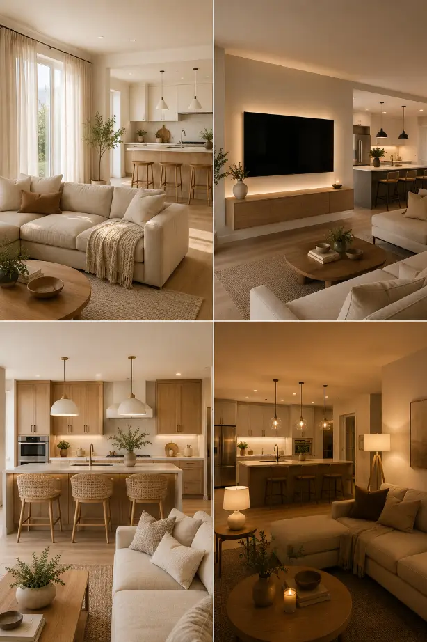 Cozy Open Concept Living Room and Kitchen Ideas