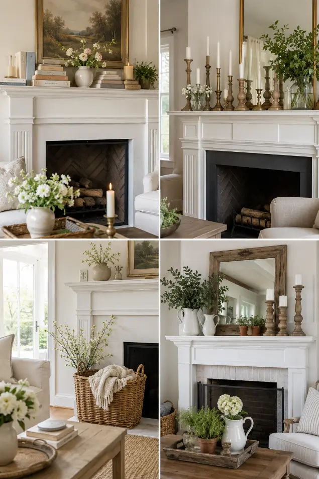 Cozy Spring Fireplace Mantel Ideas