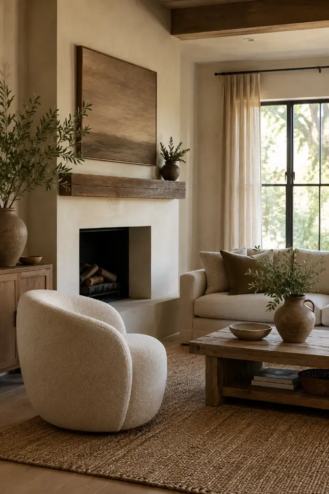 Curved Chair Idea for an Updated Farmhouse Living Room