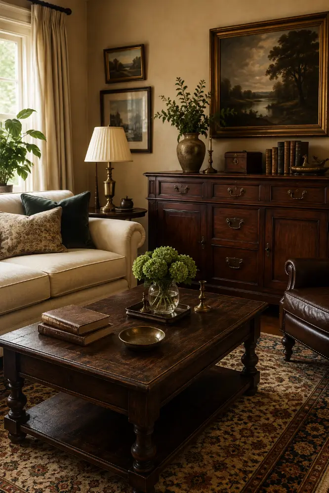 Dark Wood Old Money Living Room Inspiration