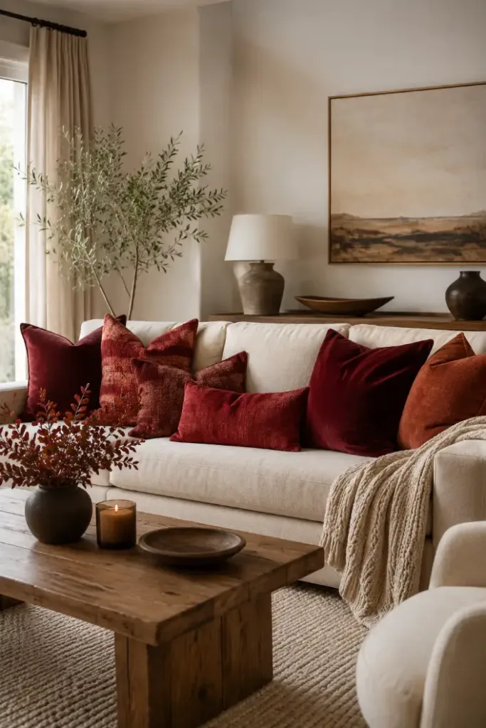 Elegant Burgundy Living Room Idea