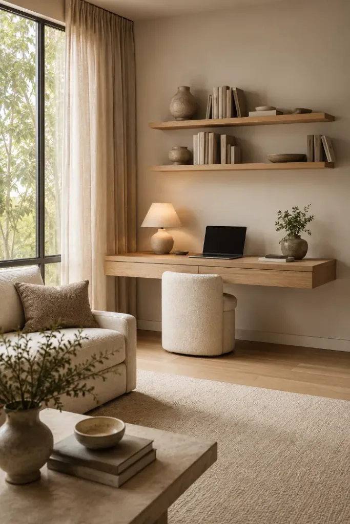 Floating Desk Living Room Office Idea