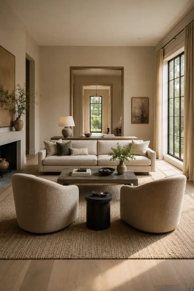 Floating Sofa Living Room Layout Idea