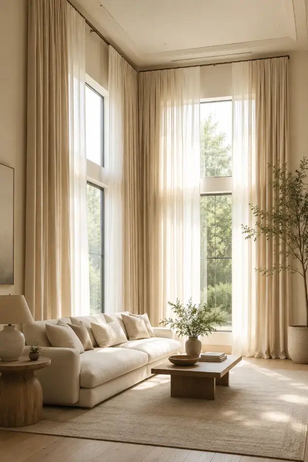 Floor-to-Ceiling Curtain Idea for a Taller Living Room