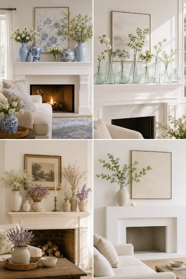 Fresh and Elegant Spring Mantel Ideas