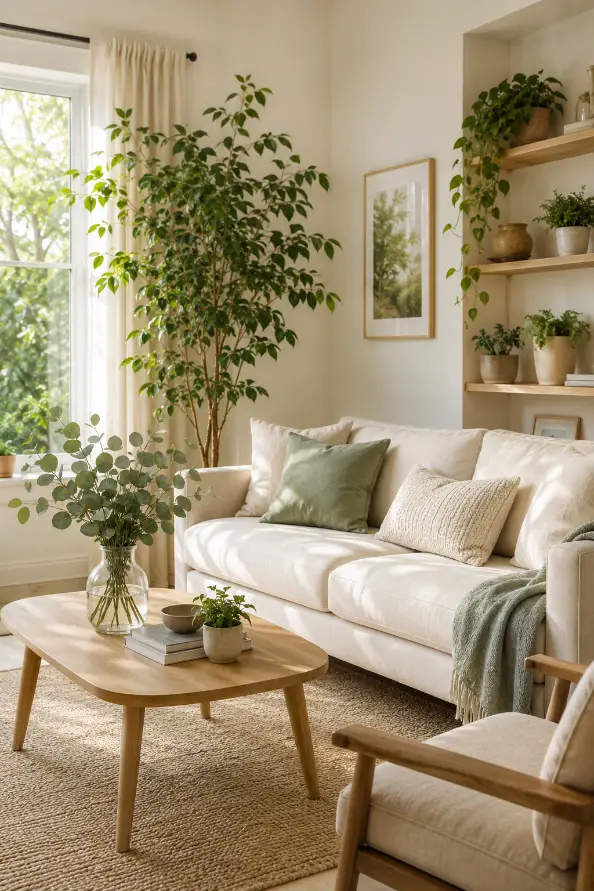 Greenery Spring Living Room Decor Idea