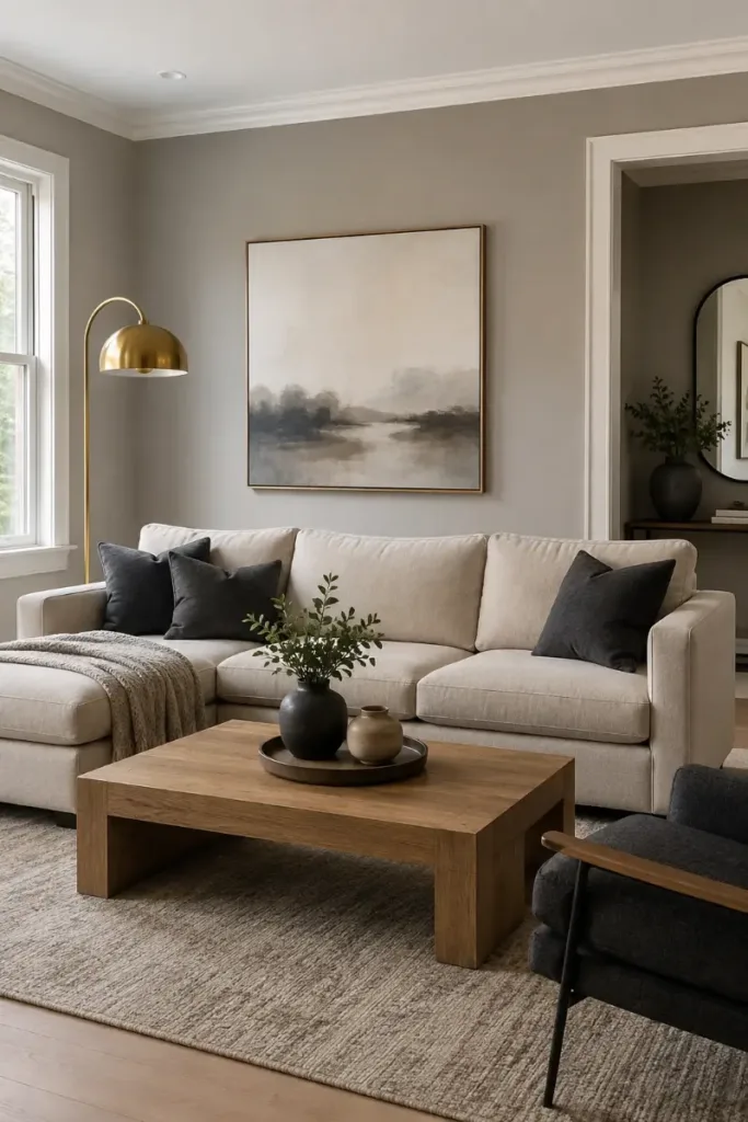 Greige Living Room Wall Color Idea