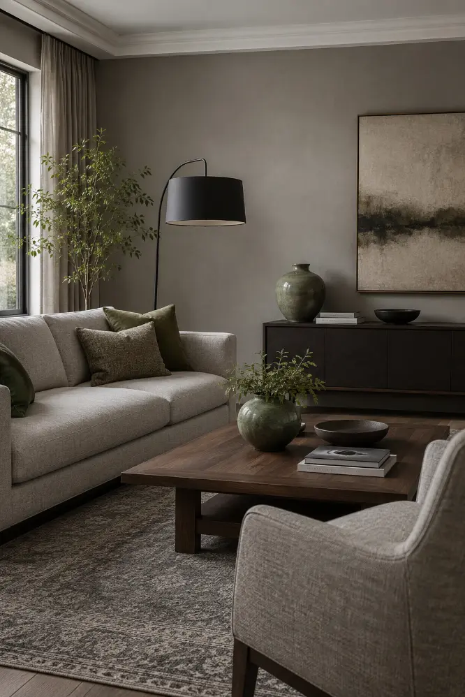 How to Mix Gray Tones With Green in a Living Room