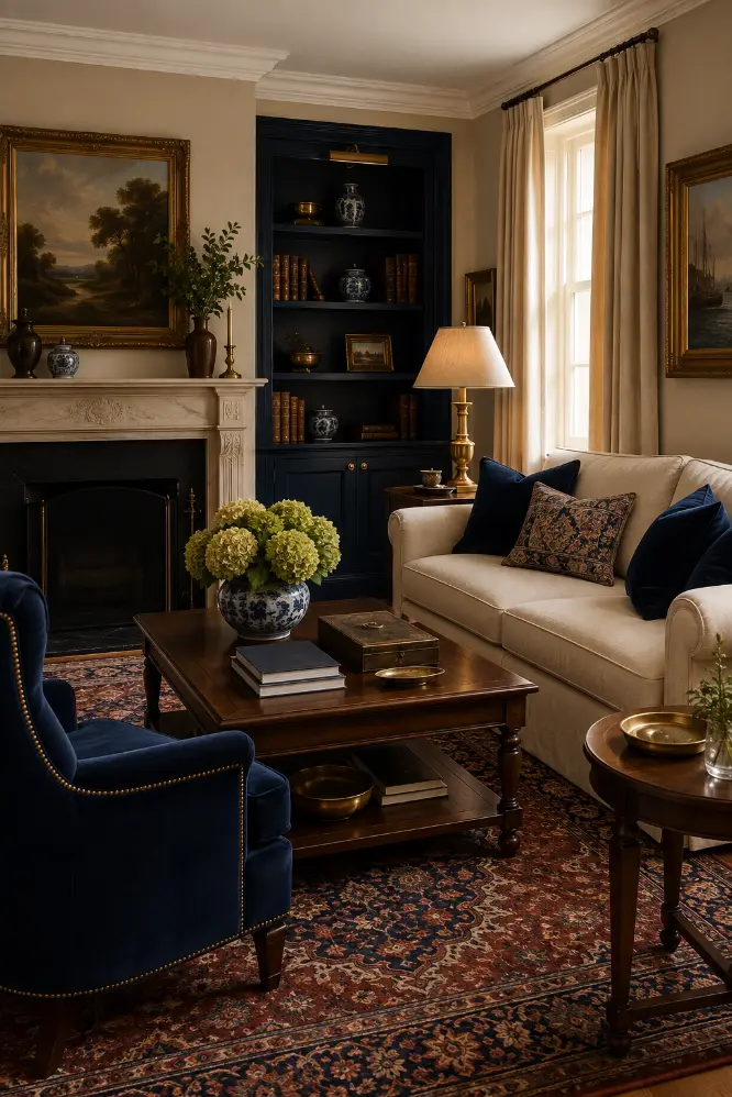 How to Style Books in an Old Money Living Room