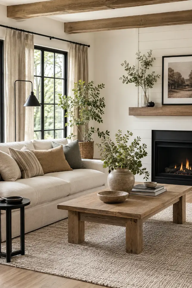 How to Use Black in a Modern Farmhouse Living Room