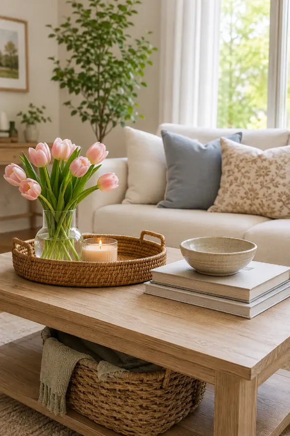 Indoor Spring Wreath Living Room Idea