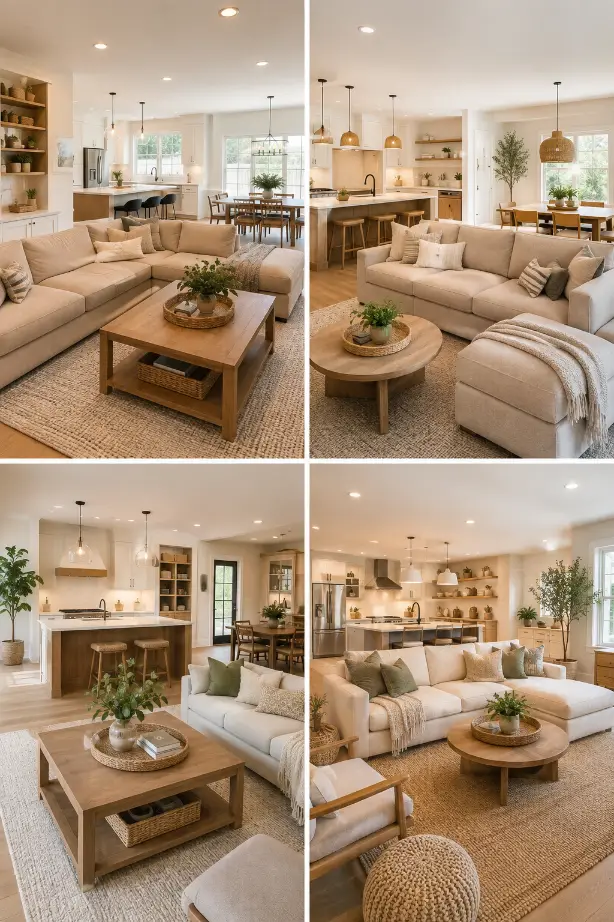 Inviting Open Space Living Room and Kitchen Ideas