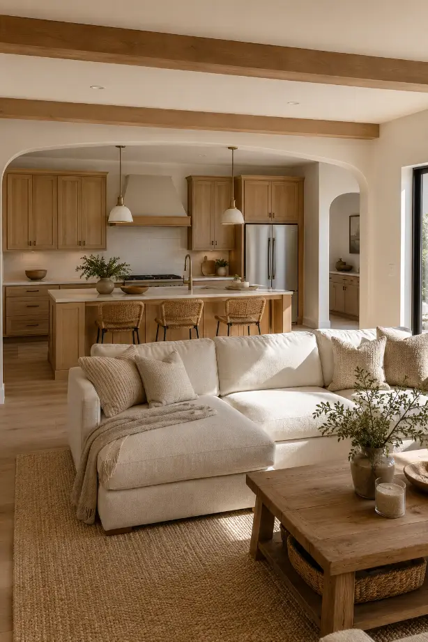 Kitchen Cabinets That Match the Living Room