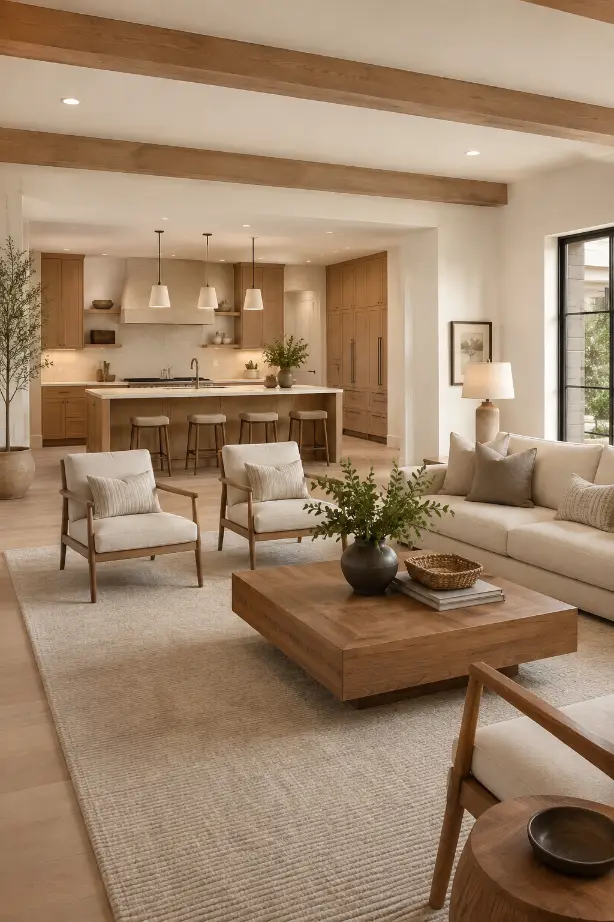 Large Rug Idea for Open Concept Living Room