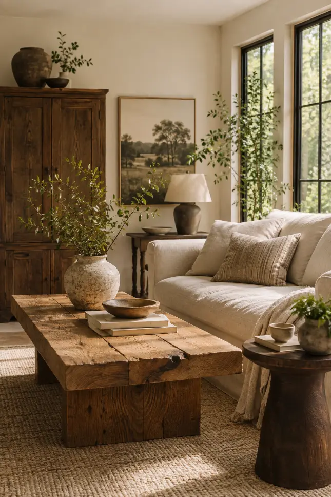 Natural Wood Modern Farmhouse Living Room