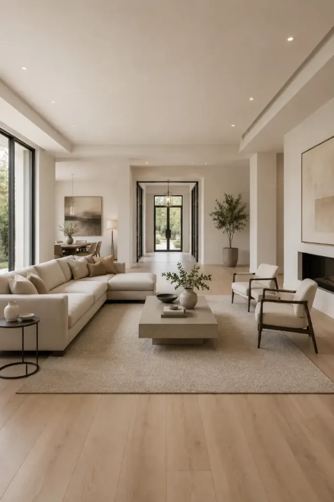 Open Contemporary Living Room Layout