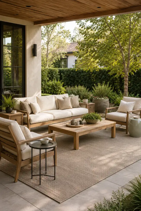 Outdoor Living Room With Useful Side Tables