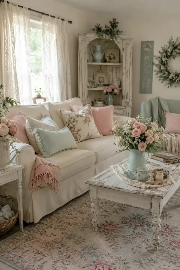 Pastel Shabby Chic Living Room Idea