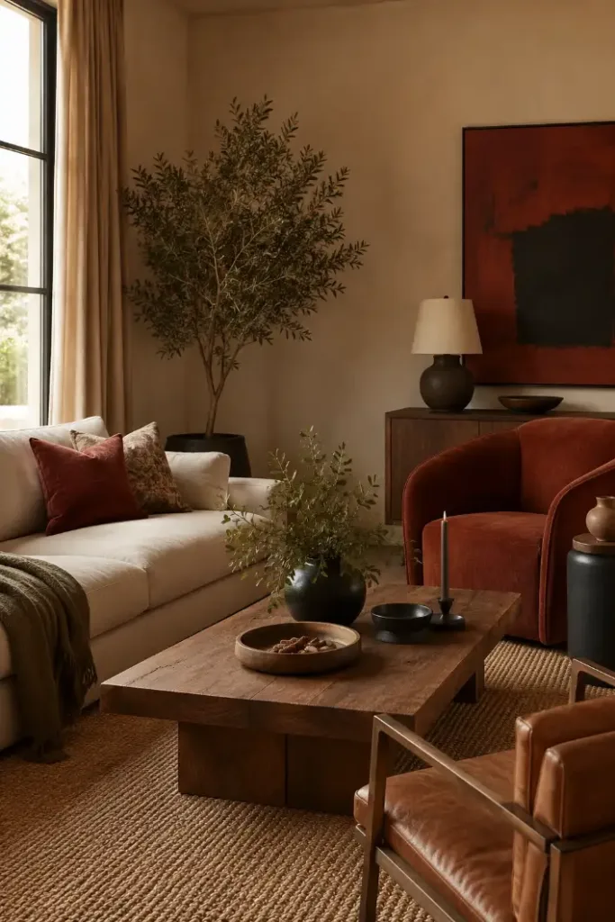 Red Patterned Rug Living Room Idea