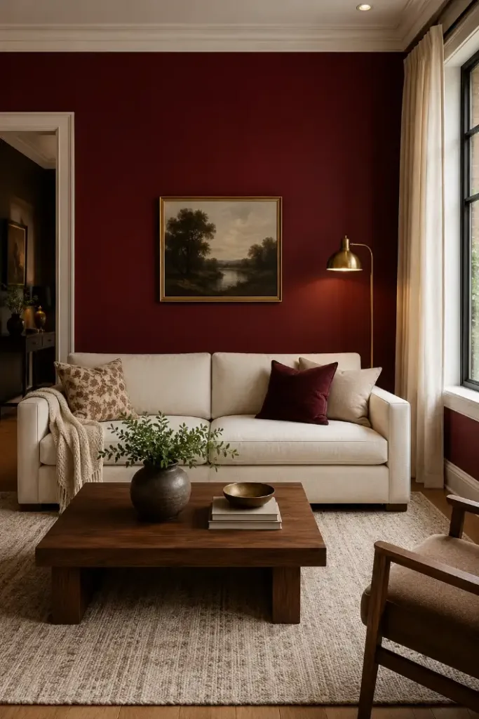 Deep Red  Living Room Sofa Idea