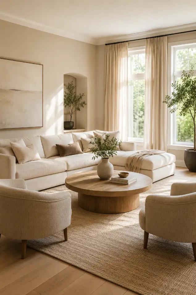 Round Coffee Table Idea for a Cozy Living Room