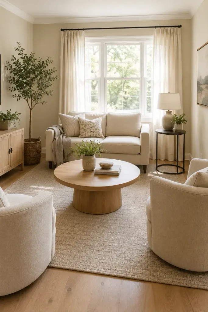 Round Coffee Table Idea for a Tiny Living Room