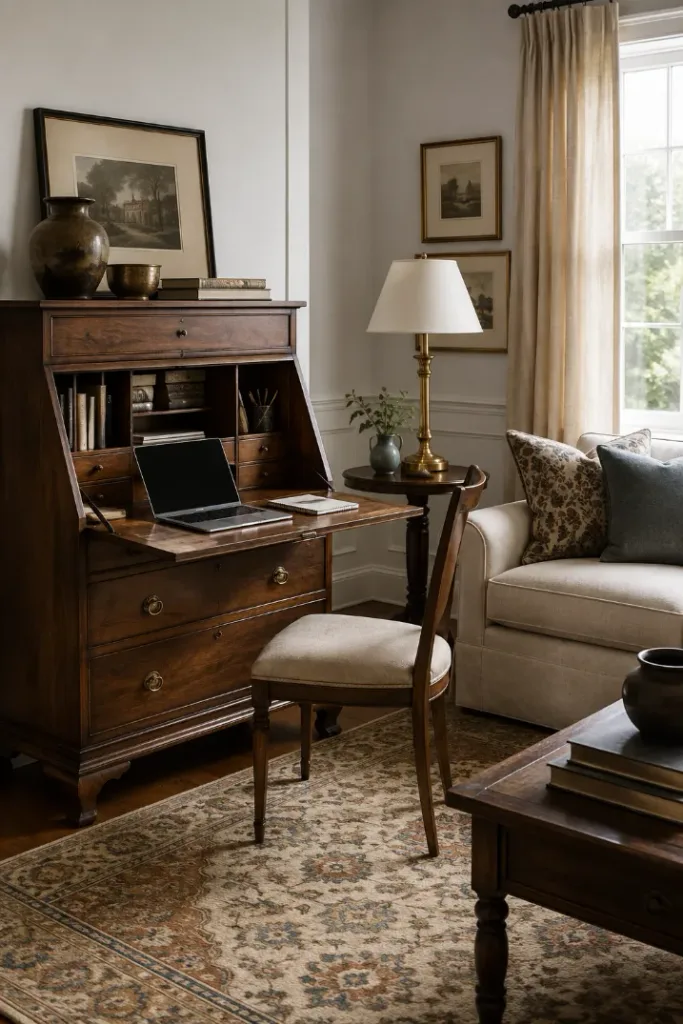 Secretary Desk Idea for a Living Room Office Combo