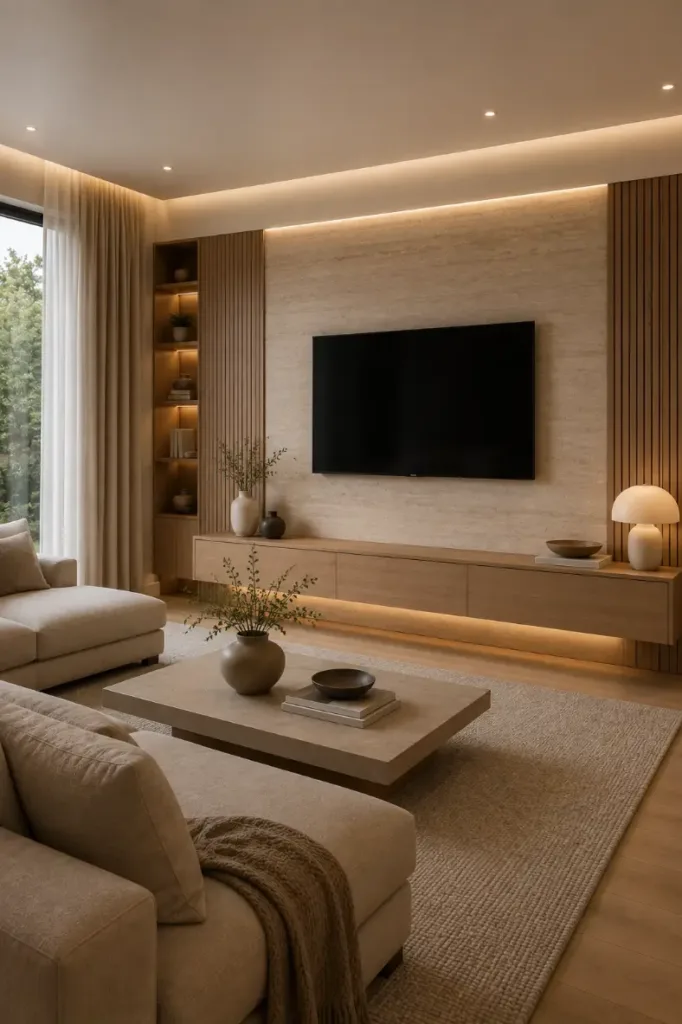 Simple Media Wall Living Room Idea