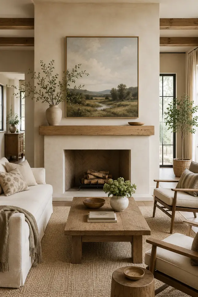 Simple Modern Farmhouse Fireplace Idea