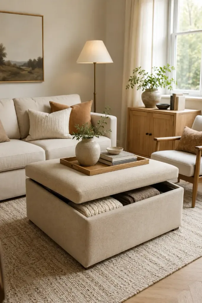 Storage Ottoman Idea for a Small Living Room