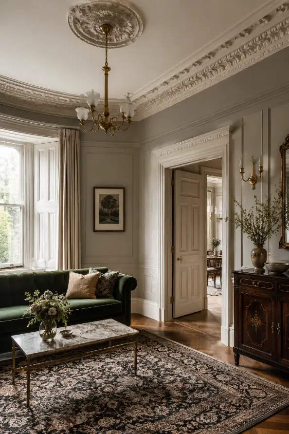 Victorian Living Room With Beautiful Original Molding