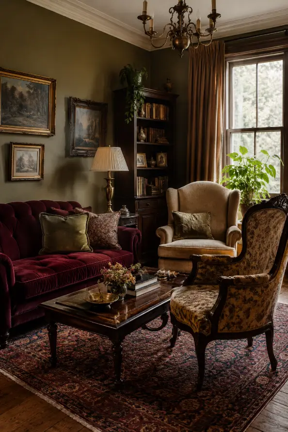 Victorian Living Room With Mismatched Antique Chairs