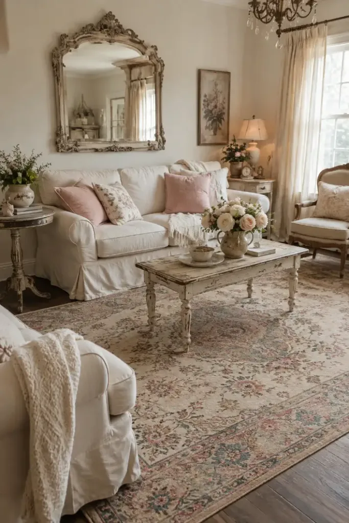 Vintage Rug Shabby Chic Living Room Idea